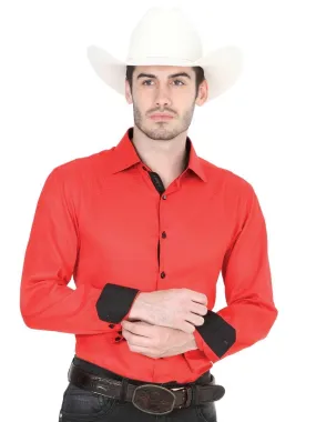 Camisa Vaquera Manga Larga Para Hombre 'Centenario' ROJA-