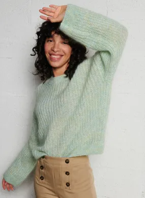 CLYDE - Jersey oversize de mezcla de lana con cuello redondo en verde